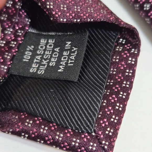 Ermenegildo Zegna Mens Tie Geometric Silk Made Italy Modern Designer burgundy - Picture 4 of 6